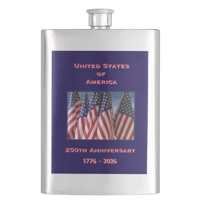 250th Anniversary USA Patriotic Flags Flask (Front)