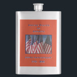 250th Anniversary USA Patriotic Flags Flask<br><div class="desc">250th Anniversary 1776 to 2026, United States of America, flask. A great milestone for the USA! Photo of American flags waving in the wind, and patriotic text make this a wonderful semiquincentennial commemorative keepsake - a once in a lifetime event! Great Christmas gift commemorative flask. All Rights Reserved © 2025...</div>