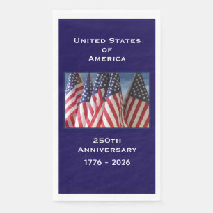 250th Anniversary USA Patriotic Flags Paper Guest Towels