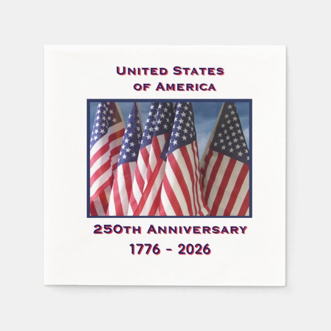 250th Anniversary USA Patriotic Flags Paper Napkins (Front)