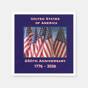250th Anniversary USA Patriotic Flags Paper Napkins