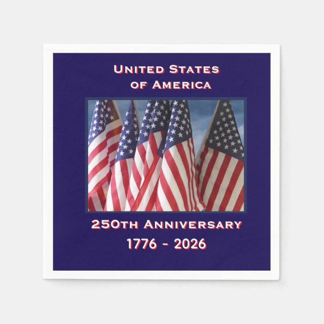 250th Anniversary USA Patriotic Flags Paper Napkins (Front)
