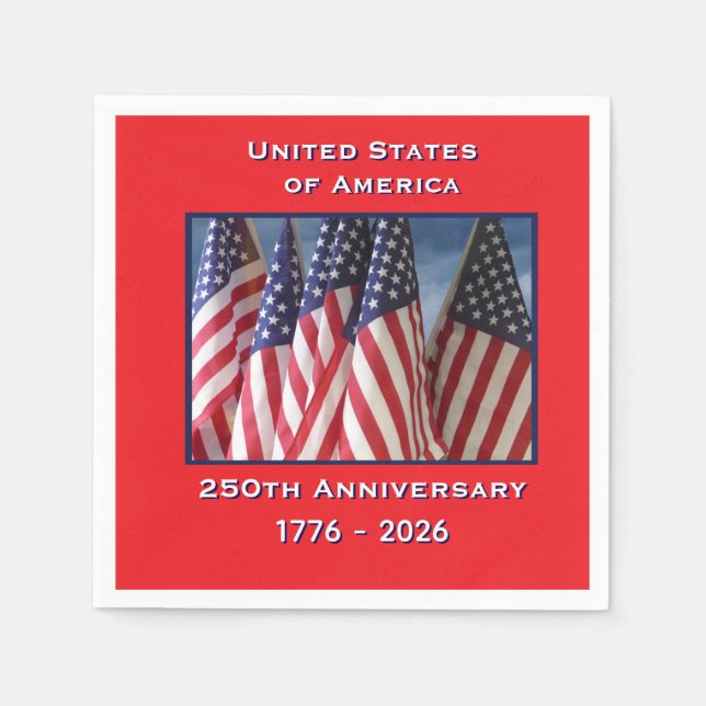 250th Anniversary USA Patriotic Flags Paper Napkins (Front)
