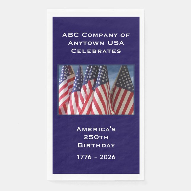 250th Anniversary USA Patriotic Flags Paper Paper Guest Towels (Front)
