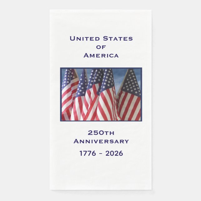250th Anniversary USA Patriotic Flags Paper Paper Guest Towels (Front)