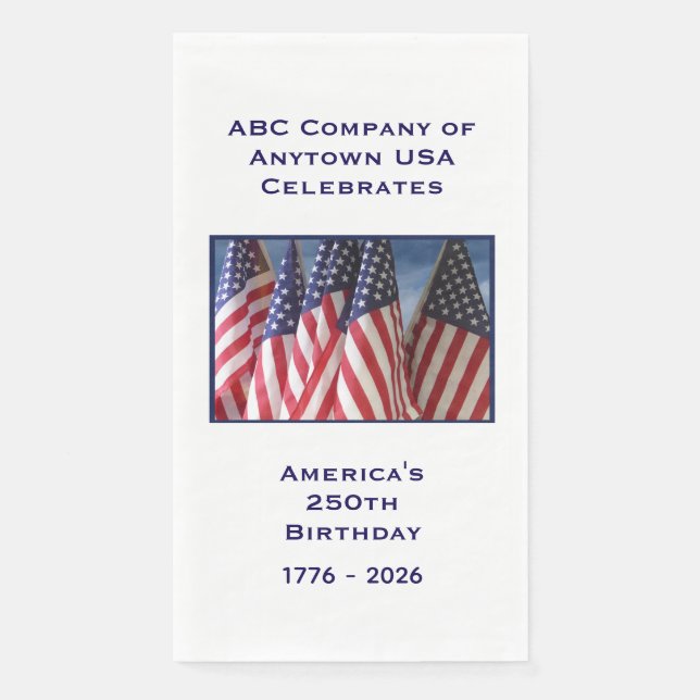 250th Anniversary USA Patriotic Flags Paper Paper Guest Towels (Front)