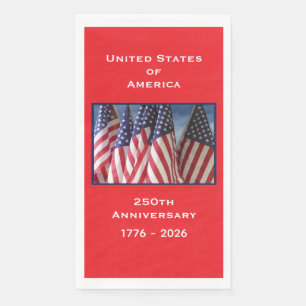 250th Anniversary USA Patriotic Flags Paper Paper Guest Towels