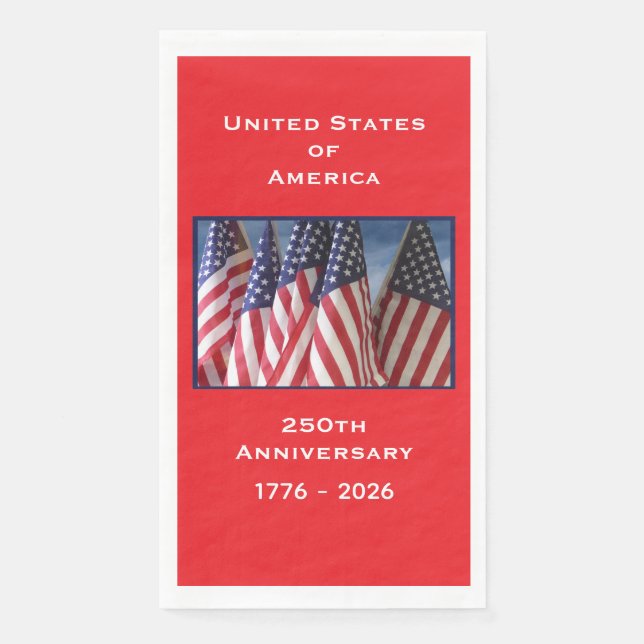 250th Anniversary USA Patriotic Flags Paper Paper Guest Towels (Front)