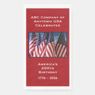 250th Anniversary USA Patriotic Flags Paper Paper Guest Towels
