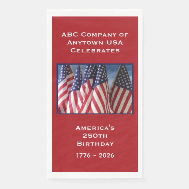 250th Anniversary USA Patriotic Flags Paper Paper Guest Towels (Front)