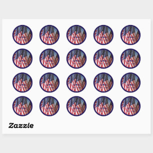 250th Anniversary USA Patriotic Flags Premium Classic Round Sticker