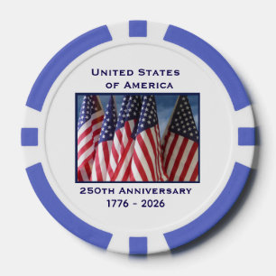 250th Anniversary USA Patriotic Flags Premium Poker Chips