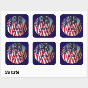 250th Anniversary USA Patriotic Flags Premium Square Sticker