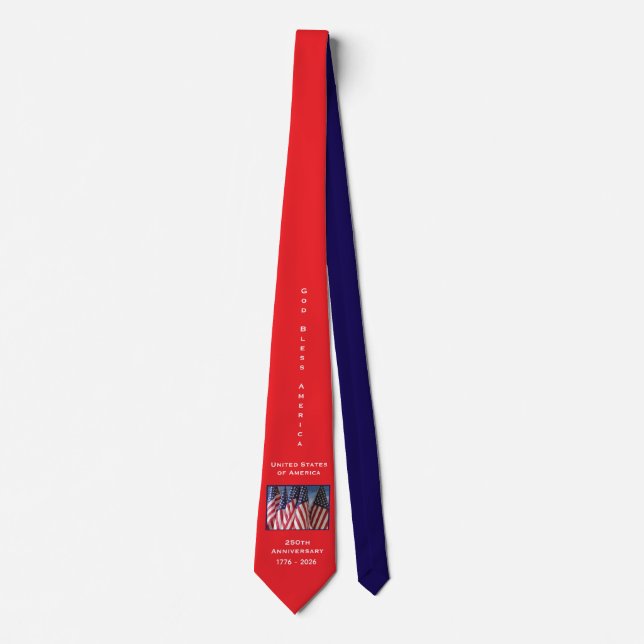 250th Anniversary USA Patriotic God Bless America  Neck Tie (Front)