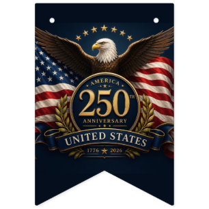 250th Anniversary USA Patriotic Keepsake Bunting Flags