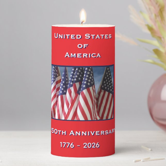 250th Anniversary USA Patriotic  Pillar Candle (In Situ)