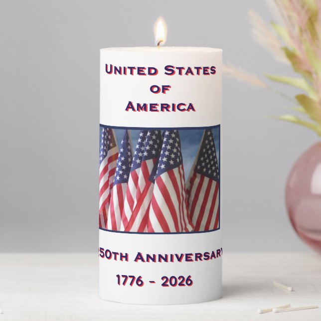 250th Anniversary USA Patriotic  Pillar Candle (In Situ)