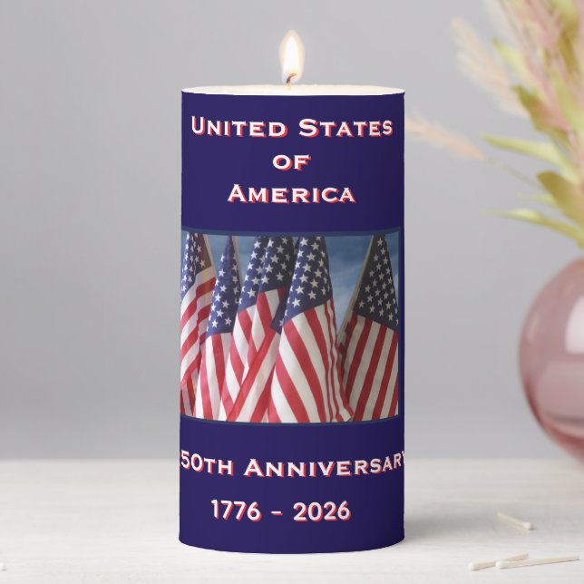 250th Anniversary USA Patriotic  Pillar Candle (In Situ)
