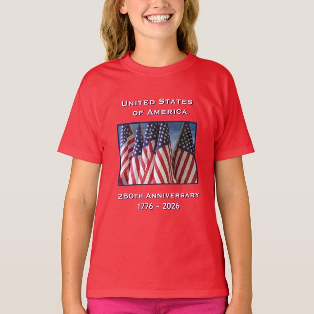 250th Anniversary USA Patriotic Red Kids T-Shirt (Front)