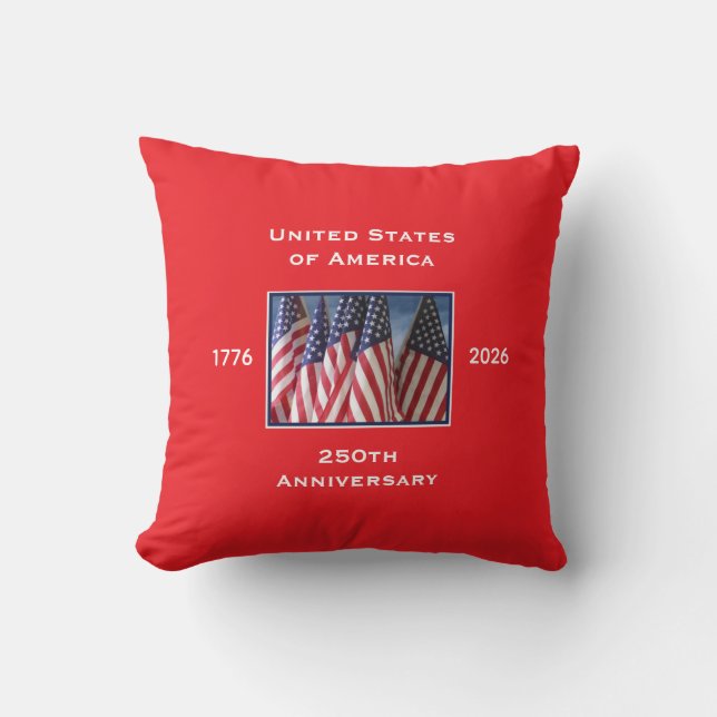 250th Anniversary USA Patriotic  Throw Pillow (Front)