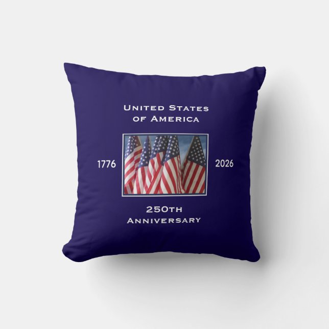 250th Anniversary USA Patriotic  Throw Pillow (Front)