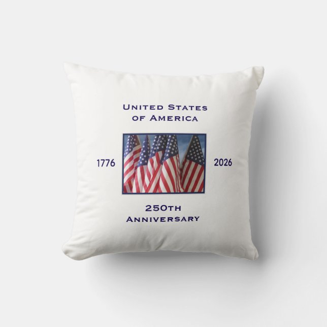 250th Anniversary USA Patriotic  Throw Pillow (Front)