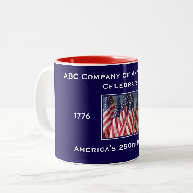 250th Anniversary USA Patriotic  Two-Tone Coffee Mug (Front Left)