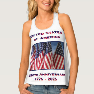 250th Anniversary USA Patriotic White Tank Top