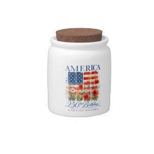 250th Anniversary USA Women 4th of July America 25 Candy Jar