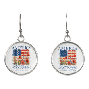 250th Anniversary USA Women 4th of July America 25 Earrings