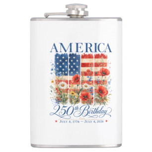 250th Anniversary USA Women 4th of July America 25 Flask