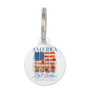 250th Anniversary USA Women 4th of July America 25 Pet ID Tag