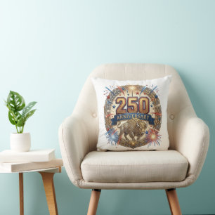 250th Anniversary Vintage American Buffalo Throw Pillow