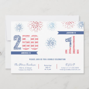 250th Birthday America & 1st Birthday Party Invitation