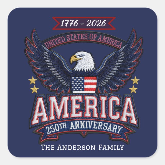 250th Birthday Celebration Custom Square Sticker (Front)