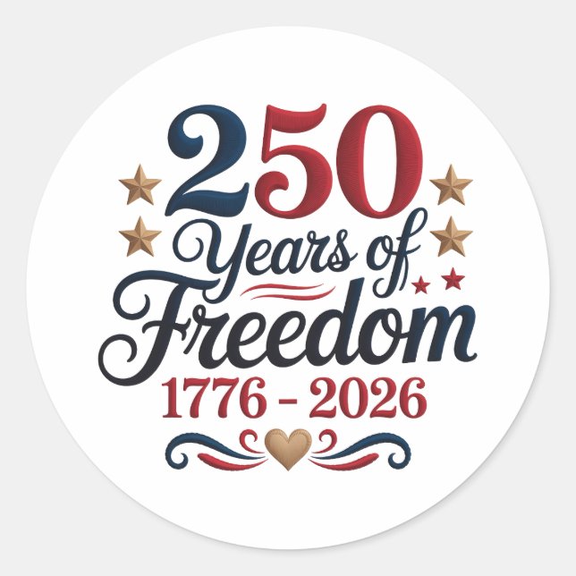 250th Birthday  Classic Round Sticker (Front)