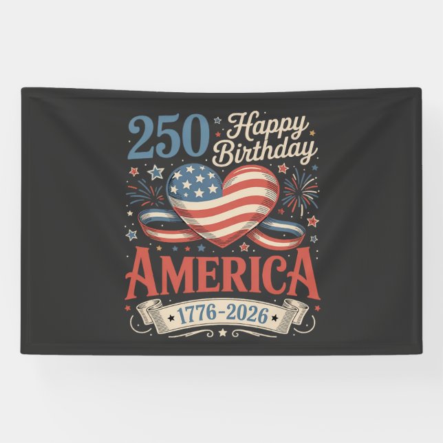  250th Birthday USA 250 Years Banner (Horizontal)