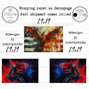 250th Bison Eagle Flag Decoupage  Wrapping Paper Sheets