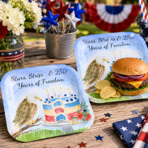250th Independence Day Bald Eagle Paper Plates