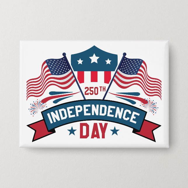 250th Independence Day USA Flags & Fireworks  Button (Front)