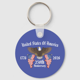250th USA Anniversary 4th Of July Independence Day Keychain