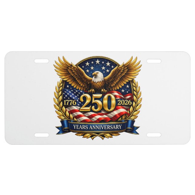 250th USA Anniversary Eagle Emblem  License Plate (Front)