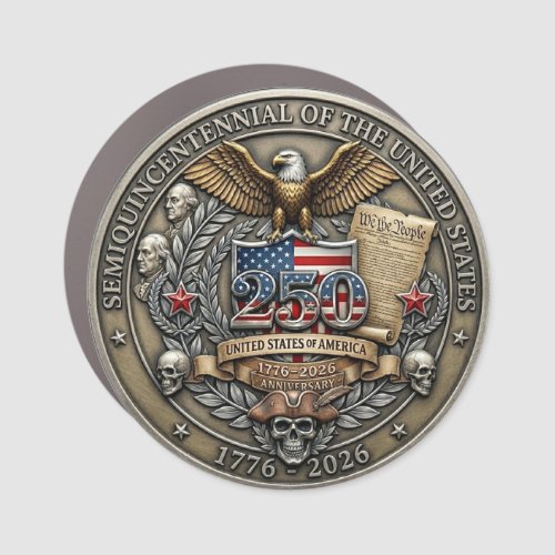 250th USA Anniversary Eagle Skull Emblem Car Magnet