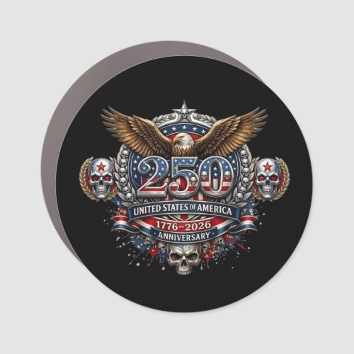250th USA Anniversary Eagle Skull Emblem  Car Magnet
