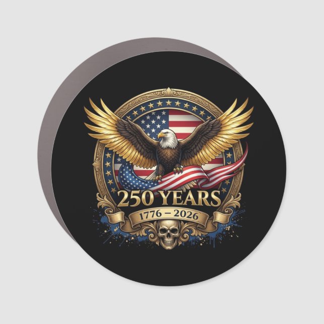 250th USA Anniversary Eagle Skull Emblem  Car Magnet (Front)