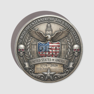 250th USA Anniversary Eagle Skull Emblem Car Magnet