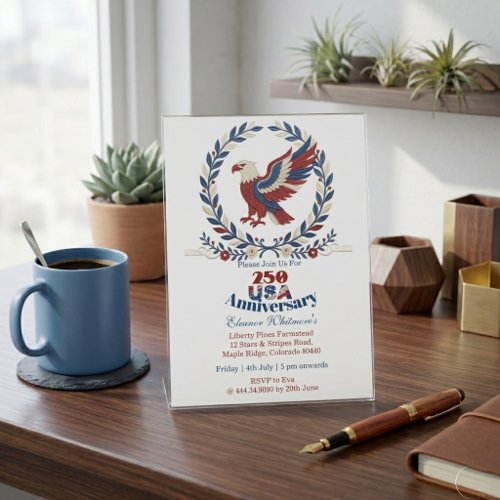 250th USA Anniversary Pride Wreath Patriotic Eagle Invitation
