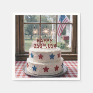 250th USA Birthday Cake with Sparklers Napkins