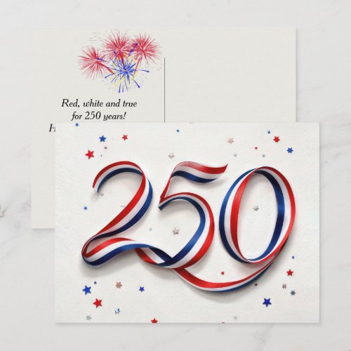 250th USA Birthday Patriotic Ribbon and Stars Postcard