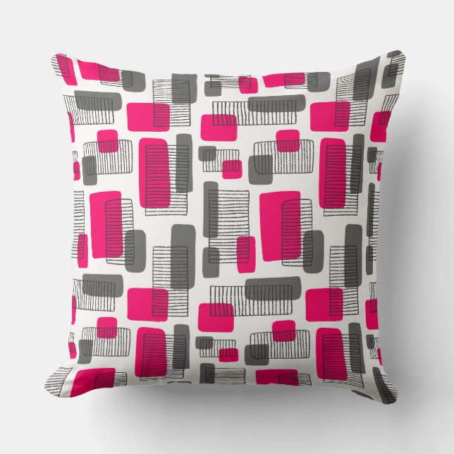 251215 - Neon Red and Gray Throw Pillow (Front)